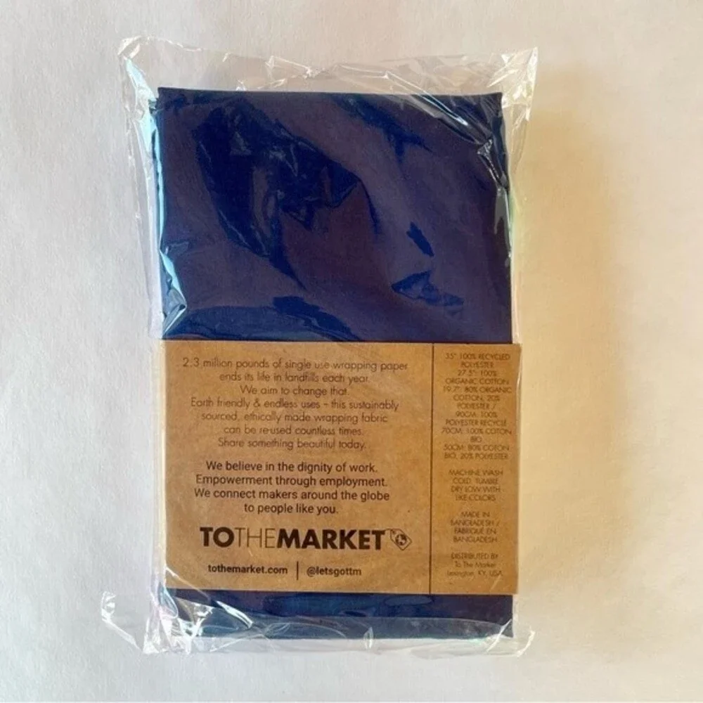 NWT To The Market Reusable Gift Wrapping Cloths - 3 Cloths Pink Navy Seafoam